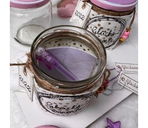 Stickserie ITH - Wunschglas Glücksglas Anhänger & liebe Worte